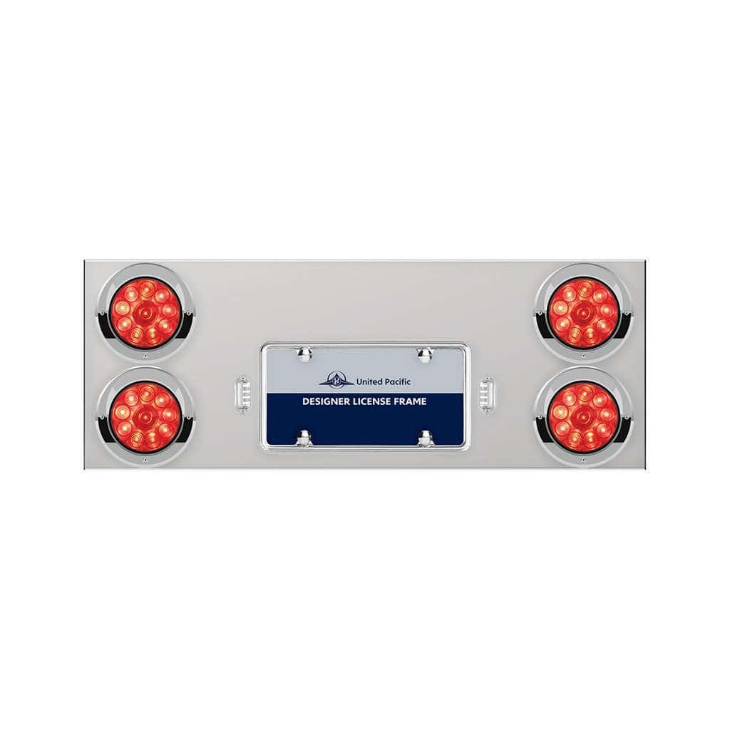 33-3/4" Stainless Rear Center Panel With Four 10 LED 4" Lights & Visors