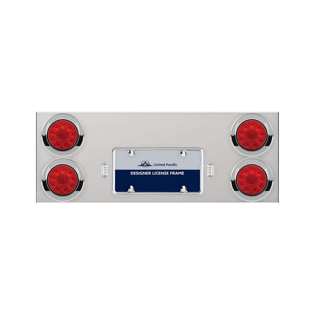 33-3/4" Stainless Rear Center Panel With Four 10 LED 4" Lights & Visors