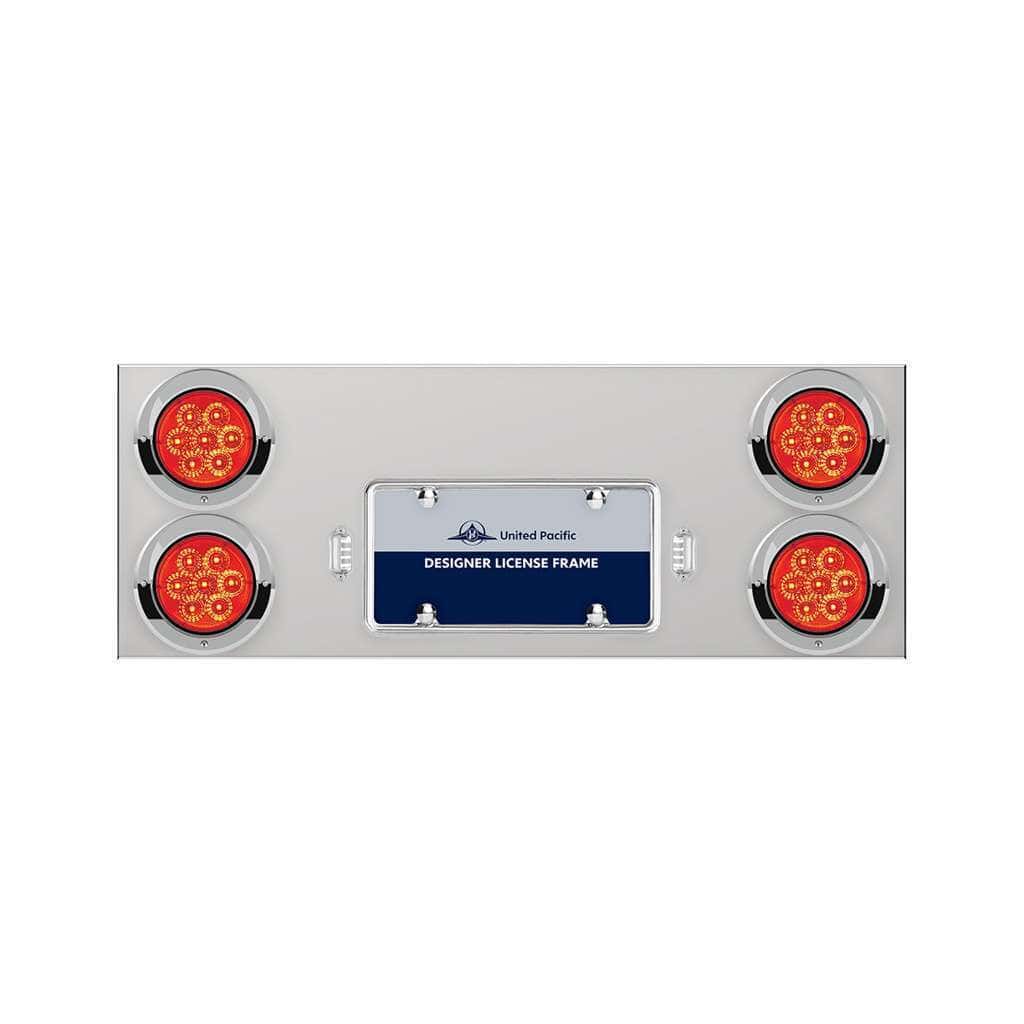 33-3/4" Stainless Rear Center Panel With Four 7 LED 4" Reflector Lights & Visors
