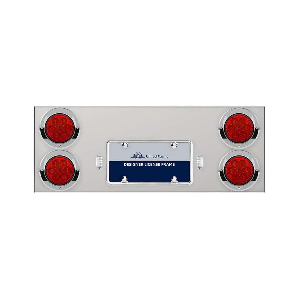33-3/4" Stainless Rear Center Panel With Four 7 LED 4" Reflector Lights & Visors