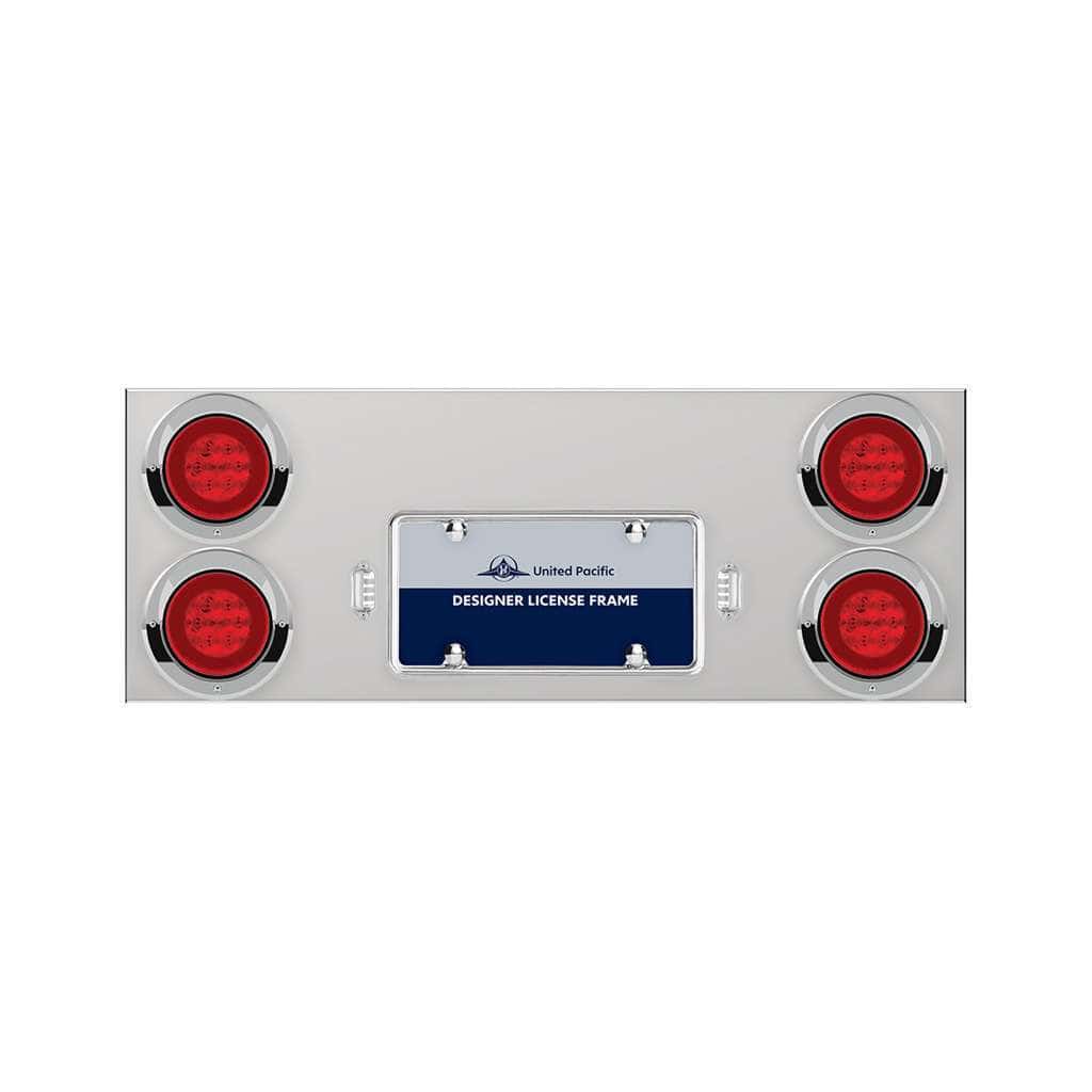 33-3/4" Stainless Rear Center Panel With Four 21 LED 4" GloLight & Visors