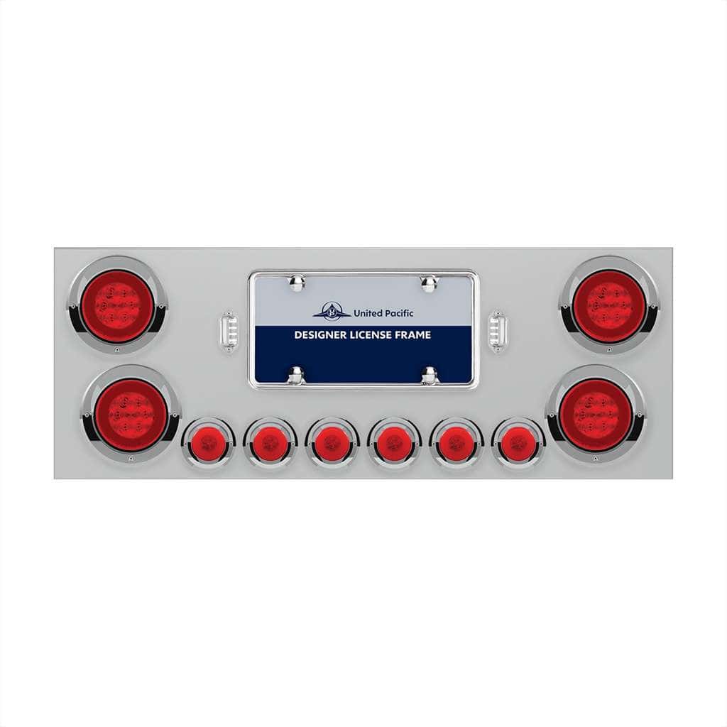 SS Rear Center Panel With 4X 21 LED 4" GloLight & 6X 6 LED 2" GloLight & Visors -Red LED & Lens