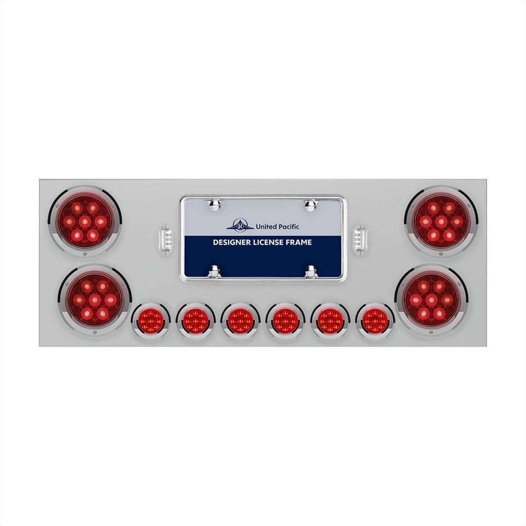 SS Rear Center Panel With 4X Red LED 4" Light & 6X Red LED 2" Light & Bezel - Competition Series