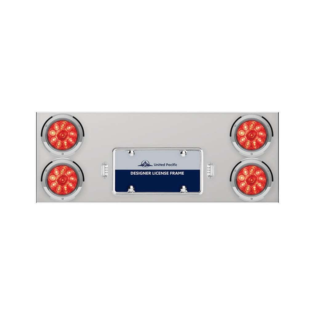 33-3/4" Stainless Rear Center Panel With Four 10 LED 4" Lights & Bezels