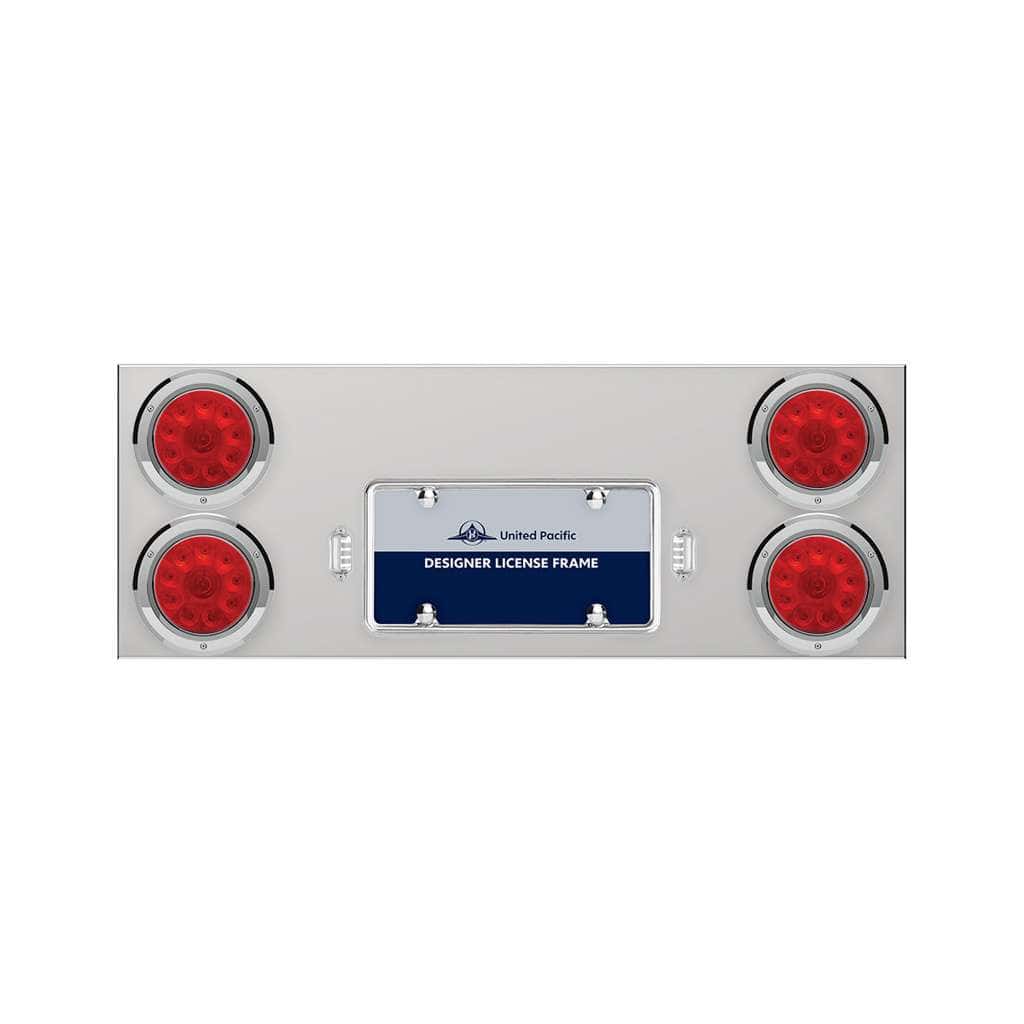 33-3/4" Stainless Rear Center Panel With Four 10 LED 4" Lights & Bezels