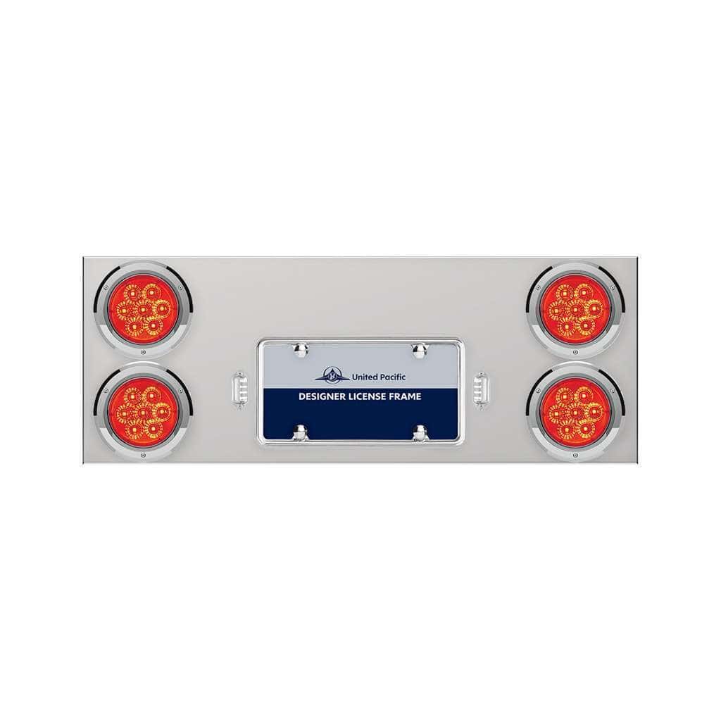 33-3/4" Stainless Rear Center Panel With Four 7 LED 4" Reflector Lights & Bezels