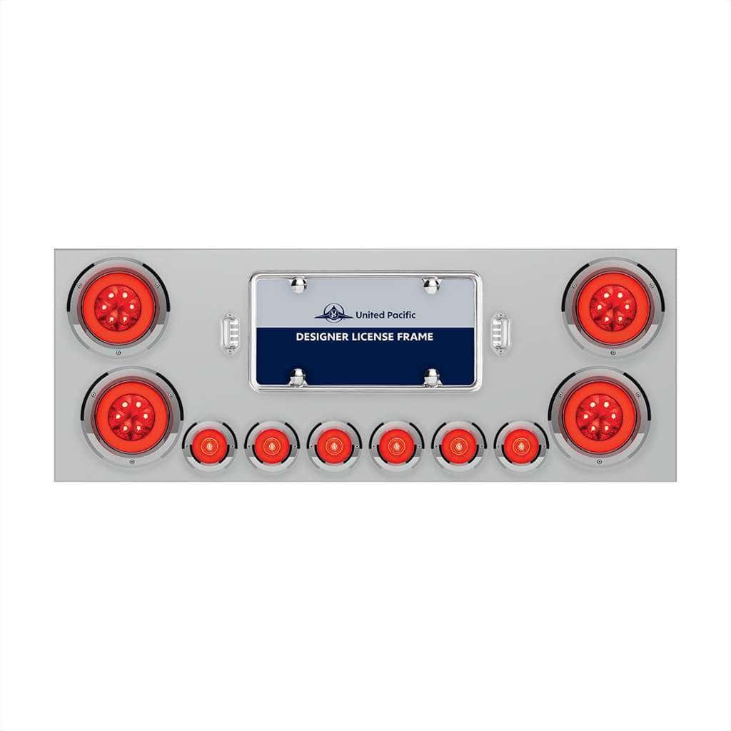 SS Rear Center Panel With 4X 21 LED 4" GloLight & 6X 6 LED 2" GloLight & Bezels -Red LED & Lens