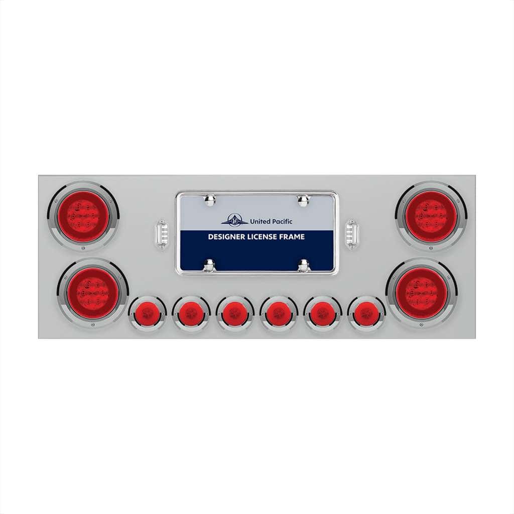 SS Rear Center Panel With 4X 21 LED 4" GloLight & 6X 6 LED 2" GloLight & Bezels -Red LED & Lens