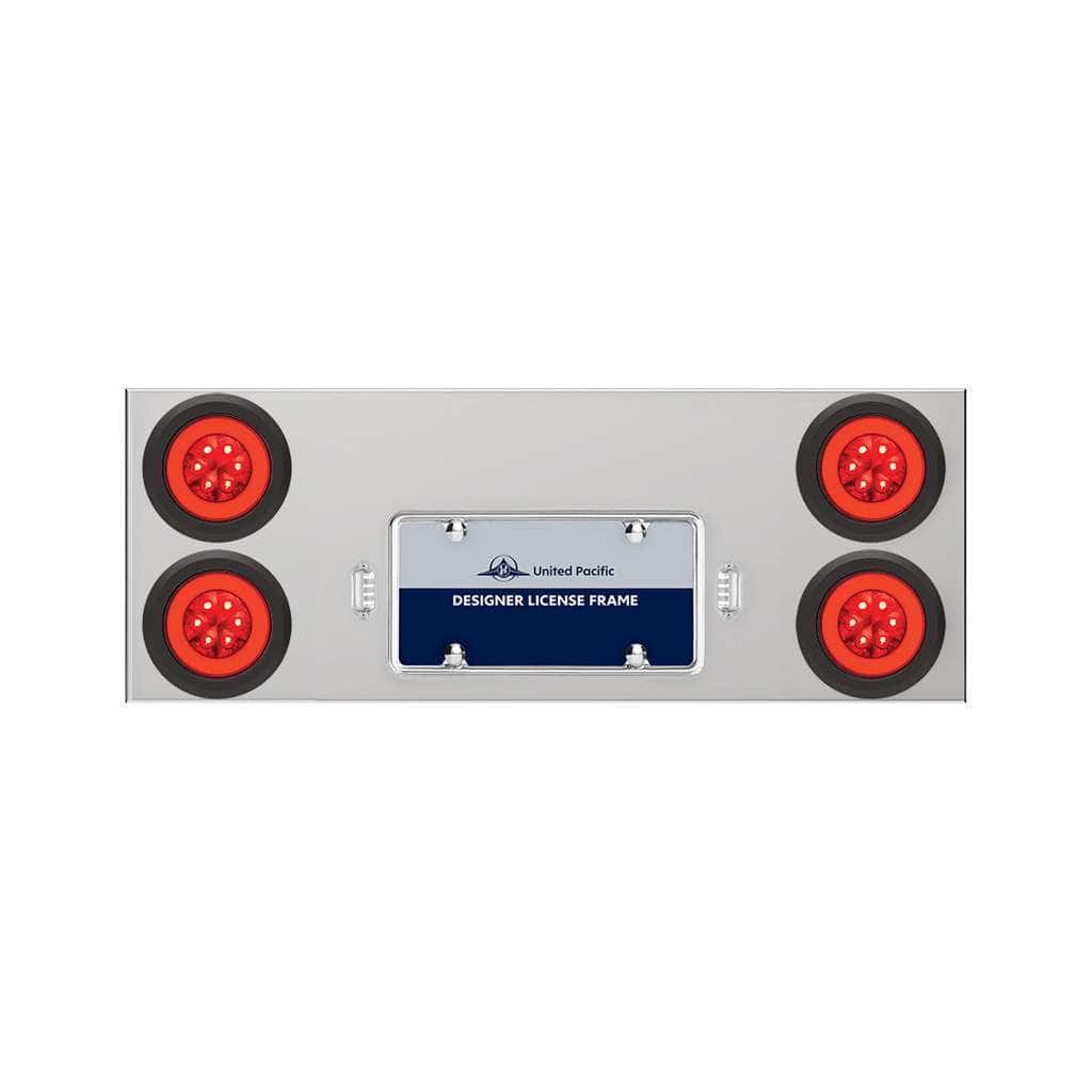 33-3/4" Stainless Rear Center Panel With Four 21 LED 4" GloLight & Grommets
