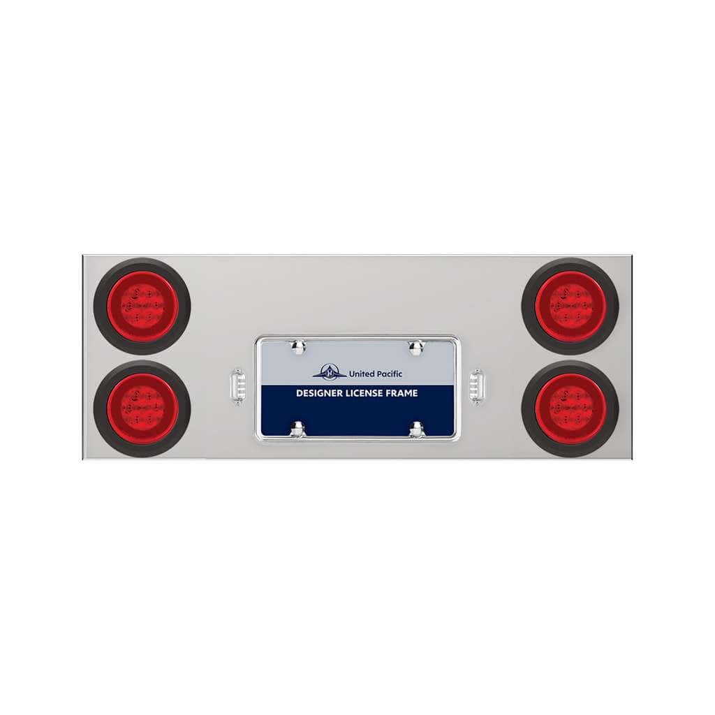 33-3/4" Stainless Rear Center Panel With Four 21 LED 4" GloLight & Grommets