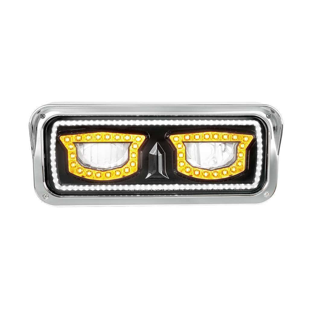 Dual 4x6 LED Headlights with Turn Signal & Position Light (Black)