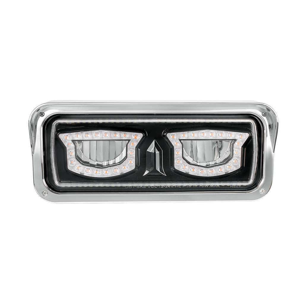 High Power Chrome LED Headlight With Turn Signal And Position – Black