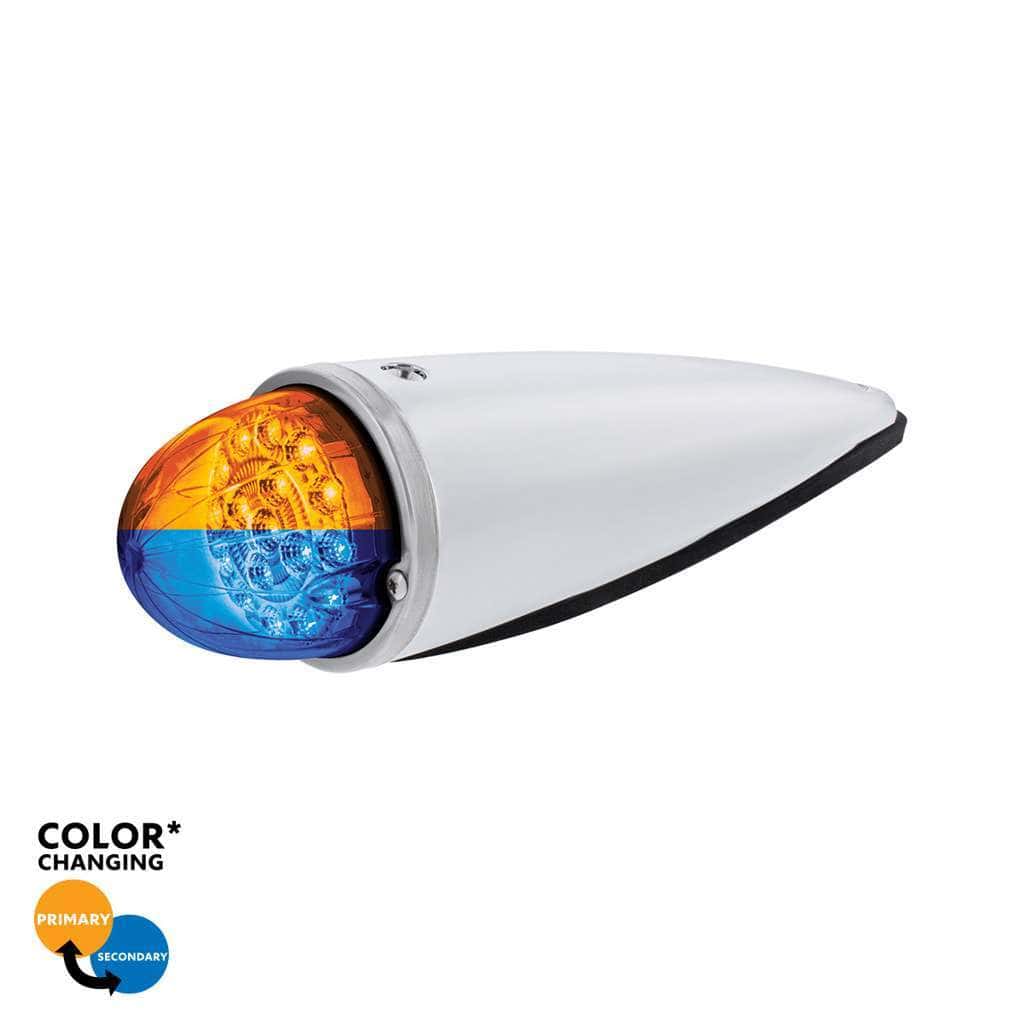 Double Fury 17 LED Dual Function Watermelon Torpedo Cab Light-Amber & Blue LED/Clear Lens