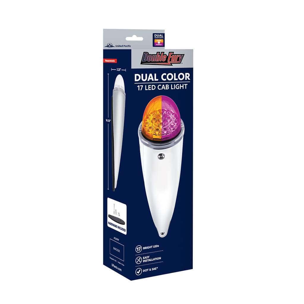Double Fury 17 Led Dual Function Watermelon Torpedo Cab Light-Amber &Amp; Purple Led/Clear Lens 14 Double Fury 17 LED Dual Function Watermelon Torpedo Cab Light-Amber & Purple LED/Clear Lens