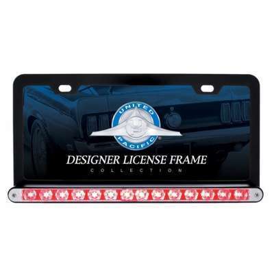 Black License Plate Frame With 14 Led 12&Quot; Light Bar - Red Led 3 Black License Plate Frame With 14 LED 12" Light Bar - Red LED