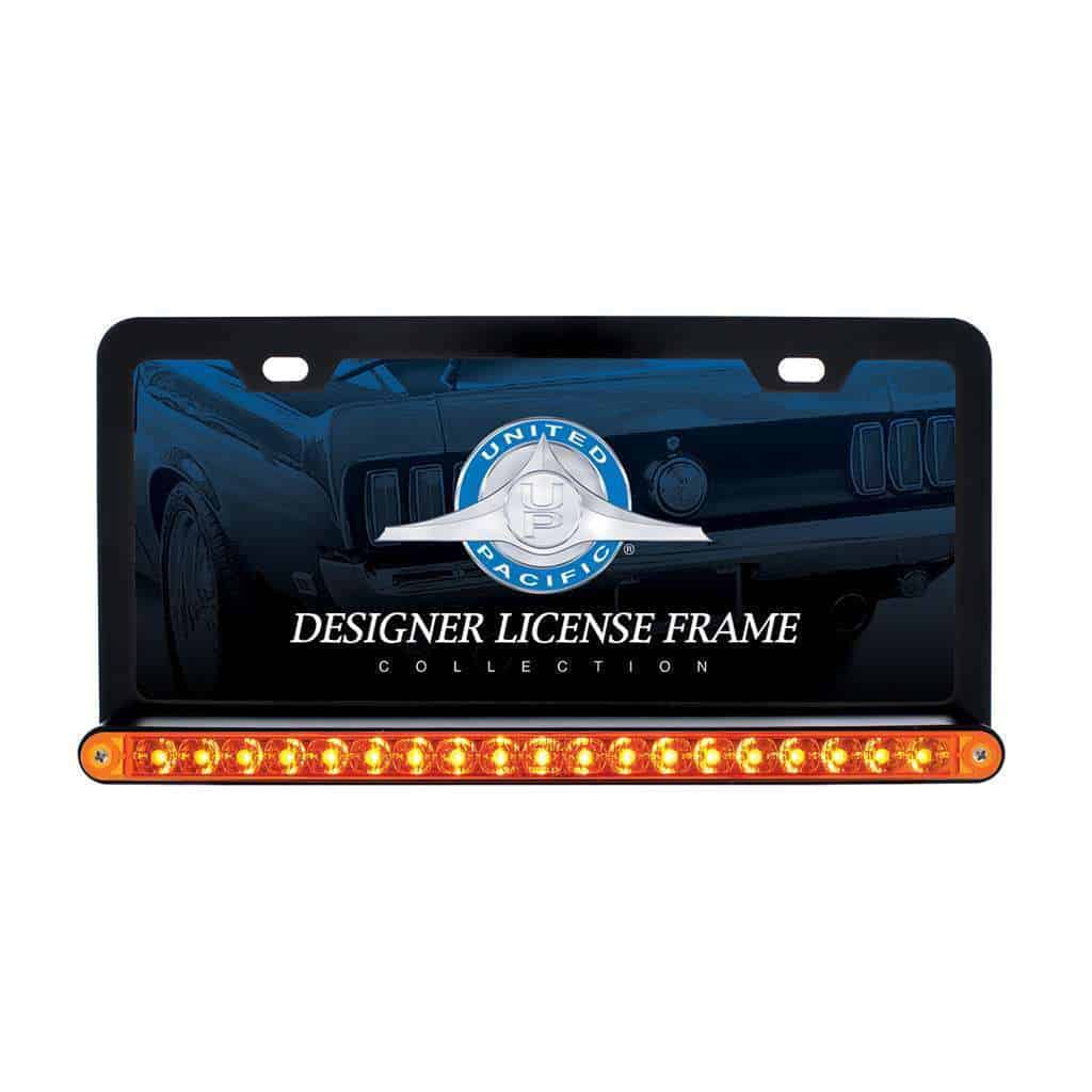 Black License Plate Frame With 19 Led 12&Quot; Reflector Light Bar - Amber Led 3 Black License Plate Frame With 19 LED 12" Reflector Light Bar - Amber LED