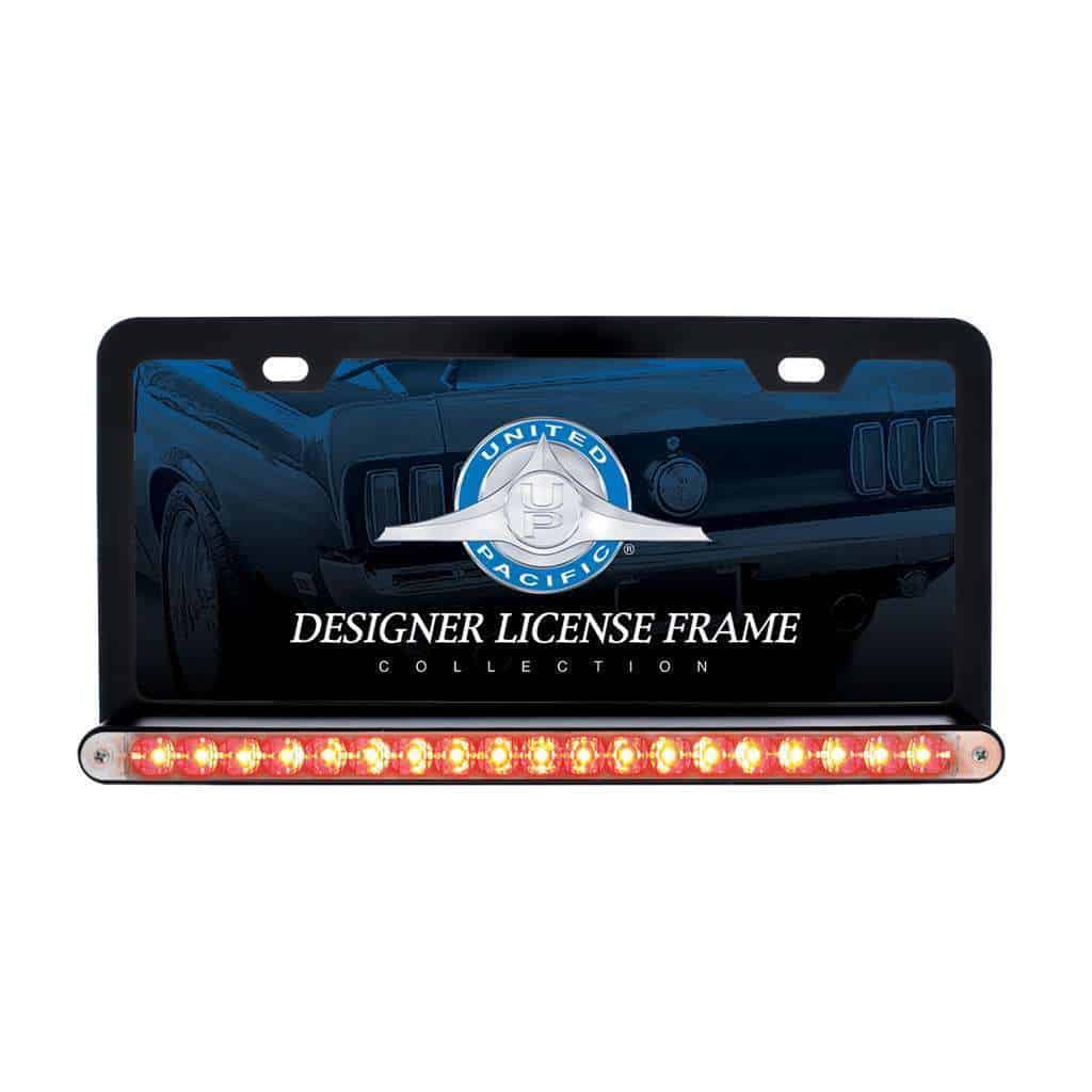 Black License Plate Frame With 19 Led 12&Quot; Reflector Light Bar - Red Led 3 Black License Plate Frame With 19 LED 12" Reflector Light Bar - Red LED