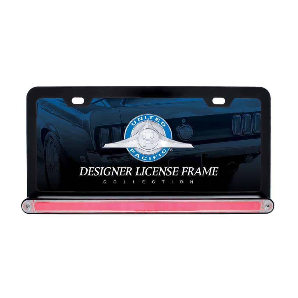 Black License Plate Frame With 24 Led 12&Quot; Glolight Bar - Red Led 3 Black License Plate Frame With 24 LED 12" GloLight Bar - Red LED