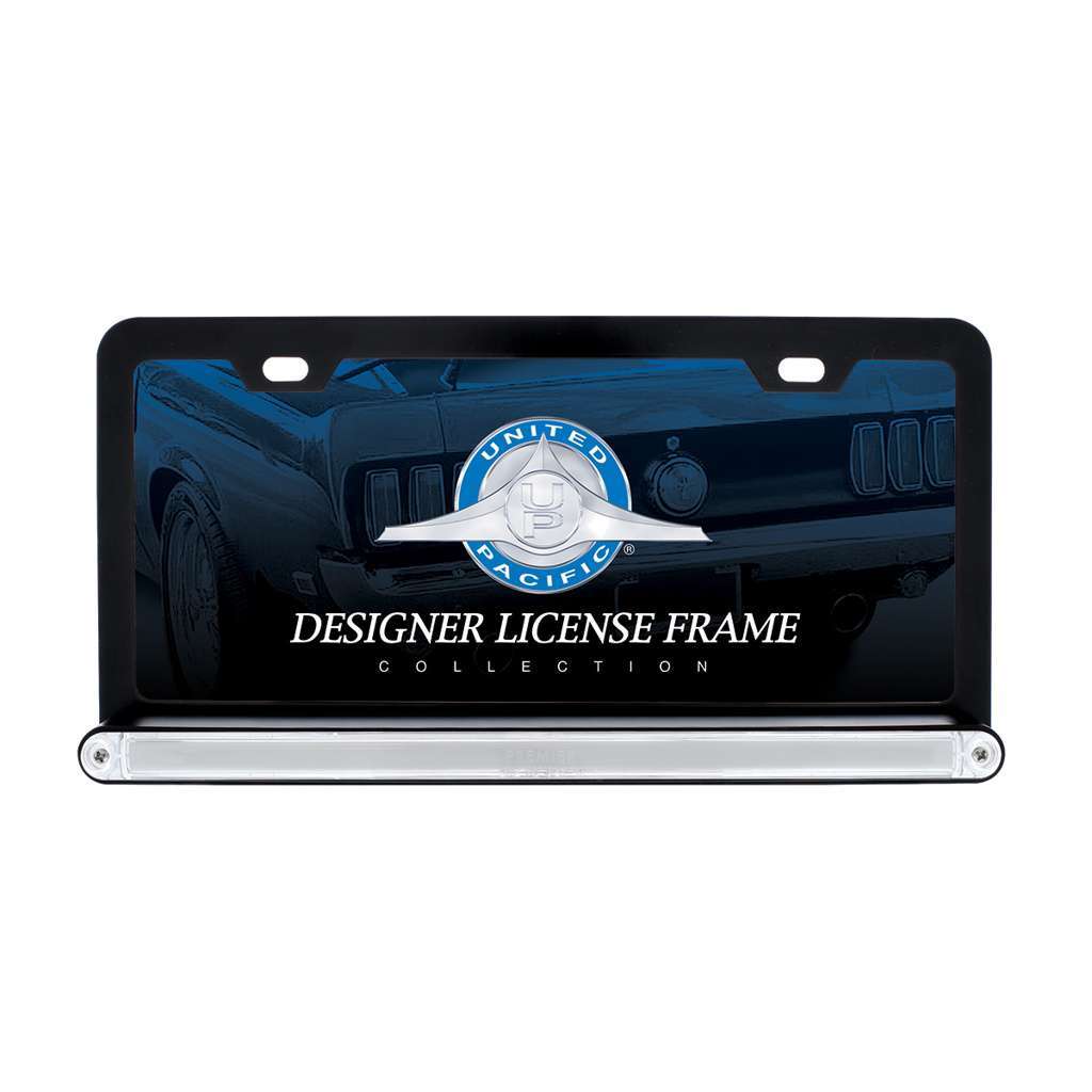Black License Plate Frame With 24 Led 12&Quot; Glolight Bar - Red Led 4 Black License Plate Frame With 24 LED 12" GloLight Bar - Red LED