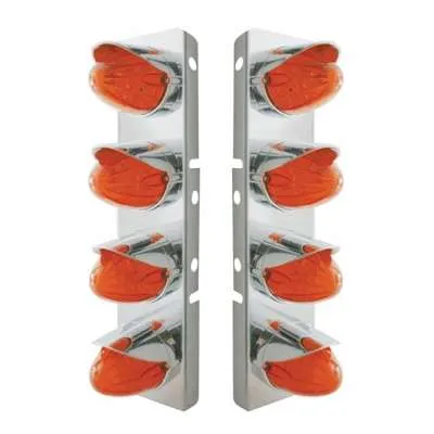 Front Air Cleaner Bracket w/8x 19-LED Watermelon Lights & Visors-Dark Amber