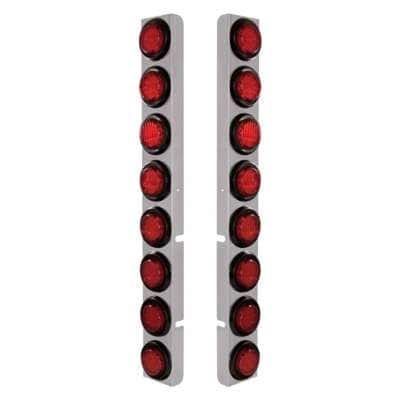 SS Rear Air Cleaner Bracket With 16X 9 LED 2" Lights For Peterbilt-Red LED & Lens