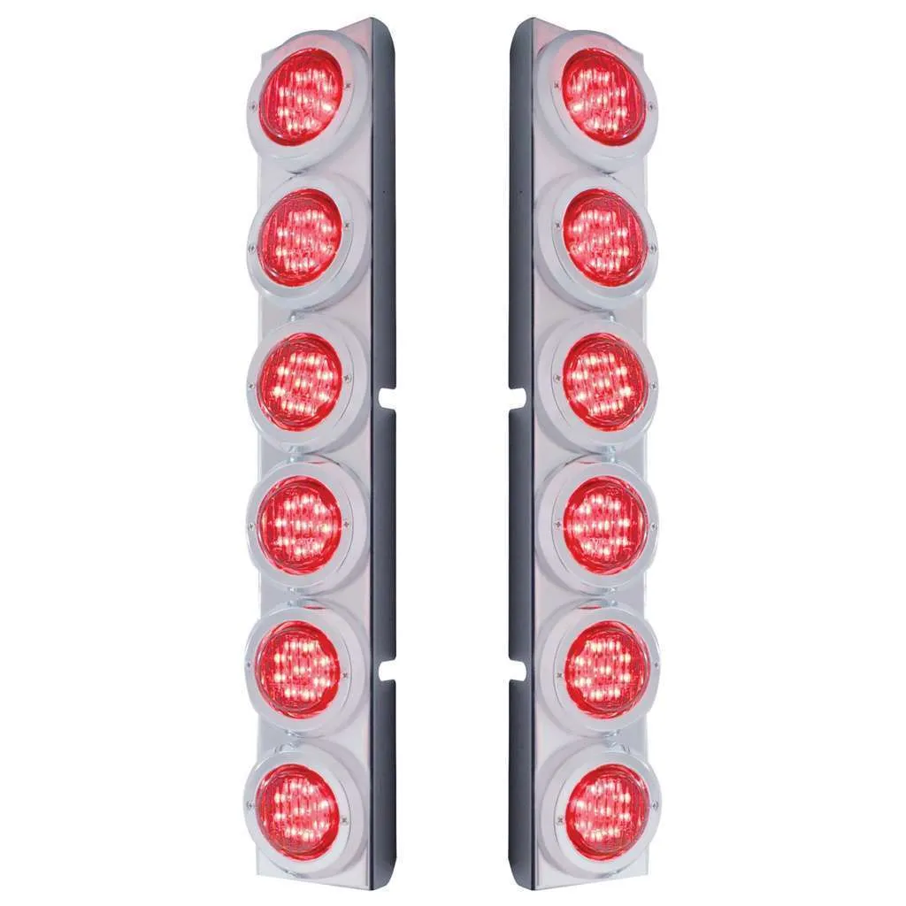Rear Air Cleaner Bracket With 12 Flat LED Lights & Bezel For Peterbilt- Red LED/Red Lens