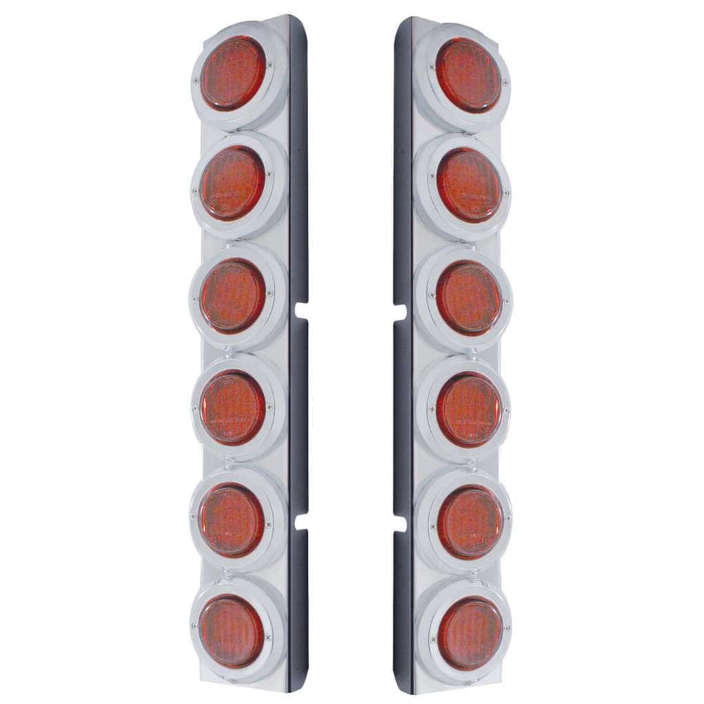 Rear Air Cleaner Bracket With 12 Flat LED Lights & Bezel For Peterbilt- Red LED/Red Lens