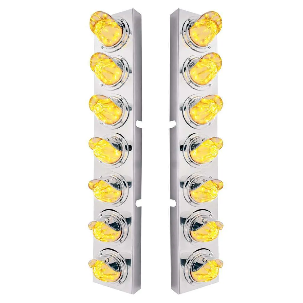 SS Front Air Cleaner Brkt With 14X 11 Amber LED Watermelon Light & Visor Bezel For KW Trucks-Clear Lens