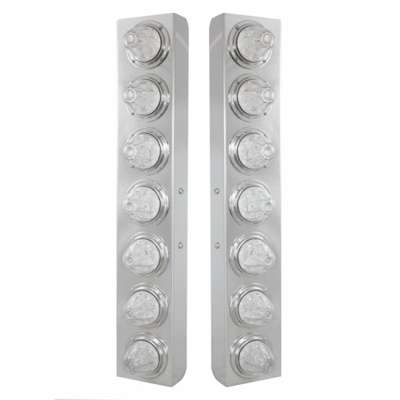 SS Front Air Cleaner Bracket With 14X 11 Amber LED Watermelon Lights & Bezel For KW Trucks -Clear Lens