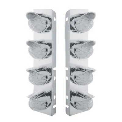 PB SS Front Air Cleaner Bracket w/19-LED Bullet Style Lights & Visors-Clear