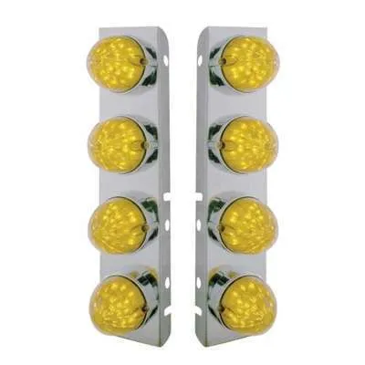 PB SS Front Air Cleaner Bracket w/19-LED Bullet Style Lights & Bezels-Amber
