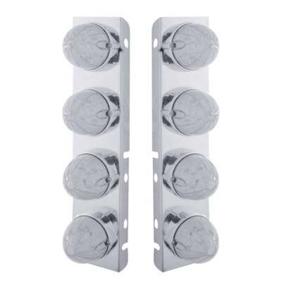 PB SS Front Air Cleaner Bracket w/19-LED Bullet Style Lights & Bezels-Clear