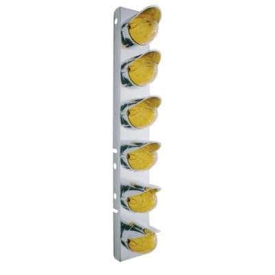 Ss Front Air Cleaner Bracket With 12X 19 Led Watermelon Lights &Amp; Visors For Peterbilt-Amber Led &Amp; Lens 2 SS Front Air Cleaner Bracket With 12X 19 LED Watermelon Lights & Visors For Peterbilt-Amber LED & Lens