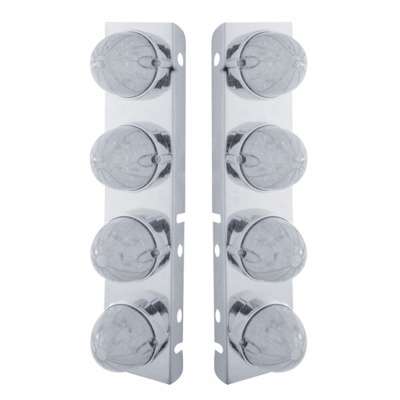 SS Front Air Cleaner Bracket With 8X 19 LED Watermelon Lights & Bezels For Peterbilt-Amber LED/Clear Lens