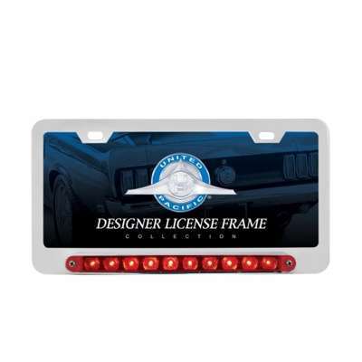 Deluxe License Plate Frame W/Split Turn Function Led Light - Chrome 3 Deluxe License Plate Frame W/Split Turn Function LED Light - Chrome
