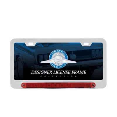Deluxe License Plate Frame W/Split Turn Function Led Light - Chrome 4 Deluxe License Plate Frame W/Split Turn Function LED Light - Chrome