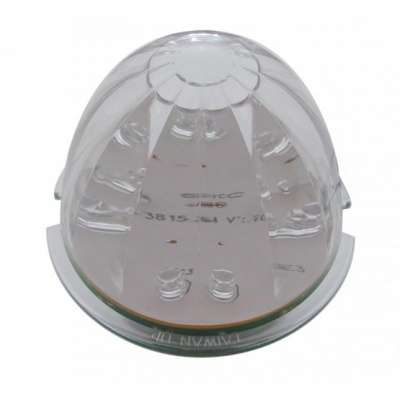 SS Front Air Cleaner Brkt With 12X 17 Amber LED Hi/Lo Watermelon Lights & SS Bezels For Peterbilt-Clear Lens