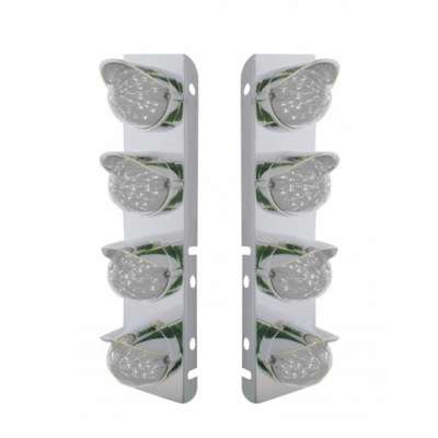 Front Air Cleaner Bracket w/17-LED Watermelon Lights & Visors-Amber/Clear