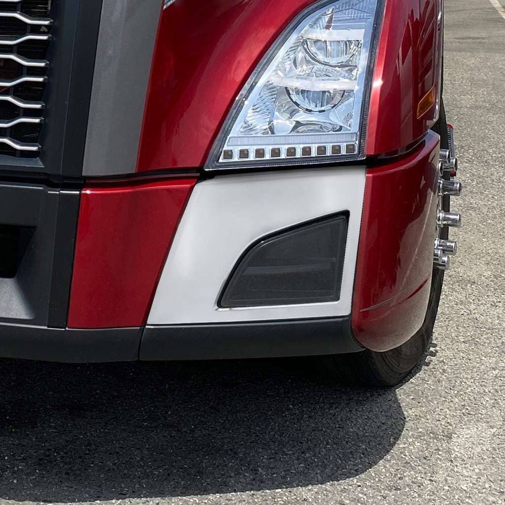 Abs Satin Silver Bumper Fog Light Hole Cover For 2018-2024 Volvo Vnl 4 ABS Satin Silver Bumper Fog Light Hole Cover For 2018-2024 Volvo VNL