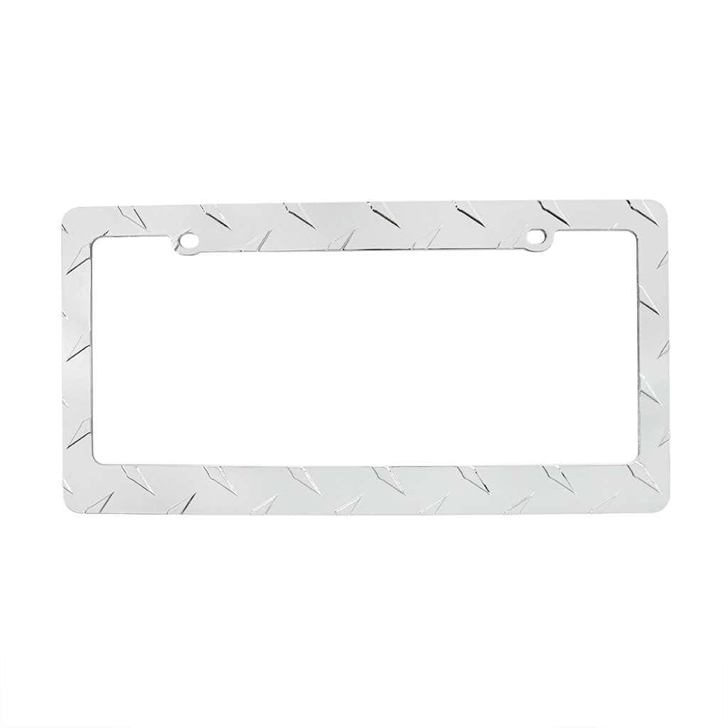 Diamond Plate License Plate Frame - Chrome