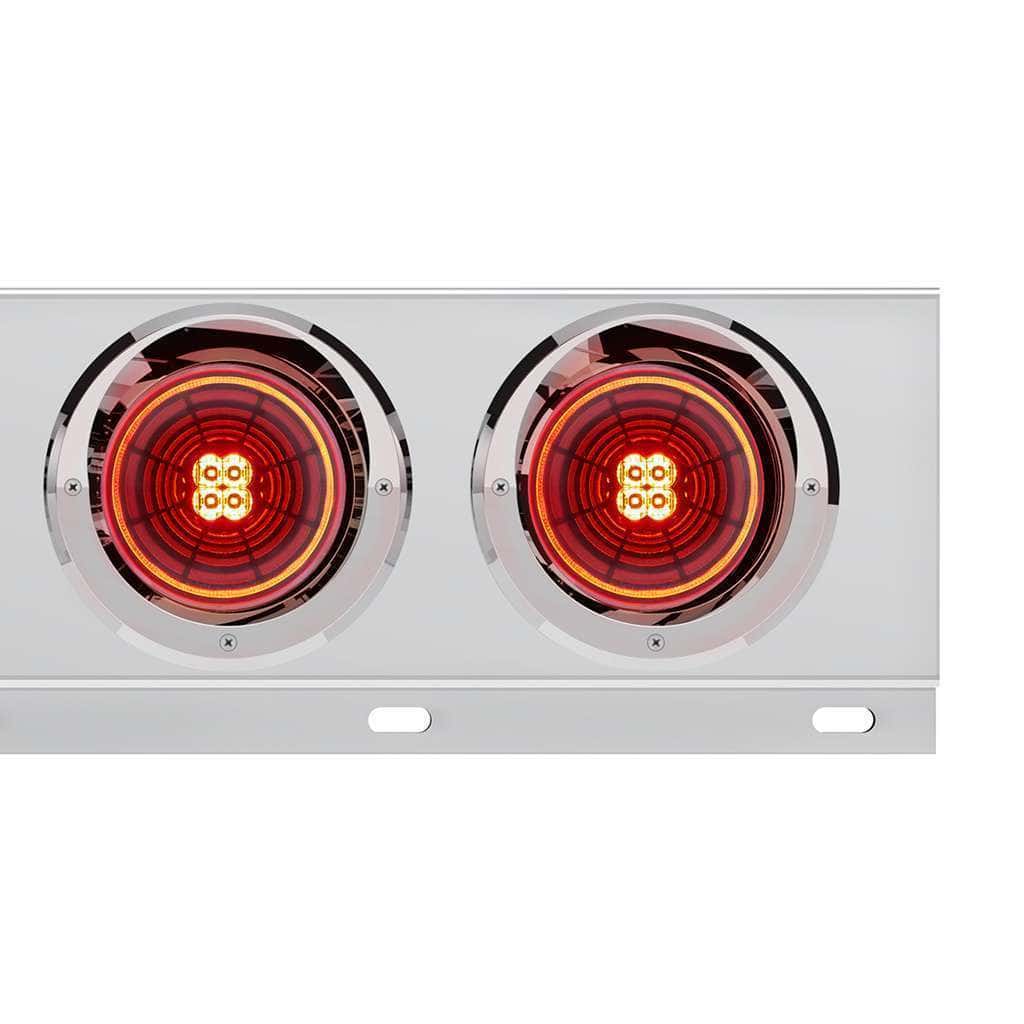 3-3/4&Quot; Bolt Pattern Ss Spring Loaded Bar With 6X 4&Quot; 13 Led Abyss Lights &Amp; Visors 3 3-3/4" Bolt Pattern SS Spring Loaded Bar With 6X 4" 13 LED Abyss Lights & Visors