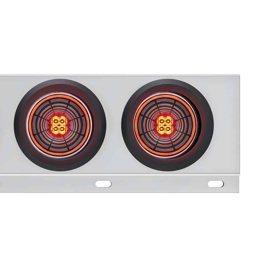 3-3/4&Quot; Bolt Pattern Ss Spring Loaded Bar With 6X 4&Quot; 13 Led Abyss Lights Grommet 4 3-3/4" Bolt Pattern SS Spring Loaded Bar With 6X 4" 13 LED Abyss Lights Grommet