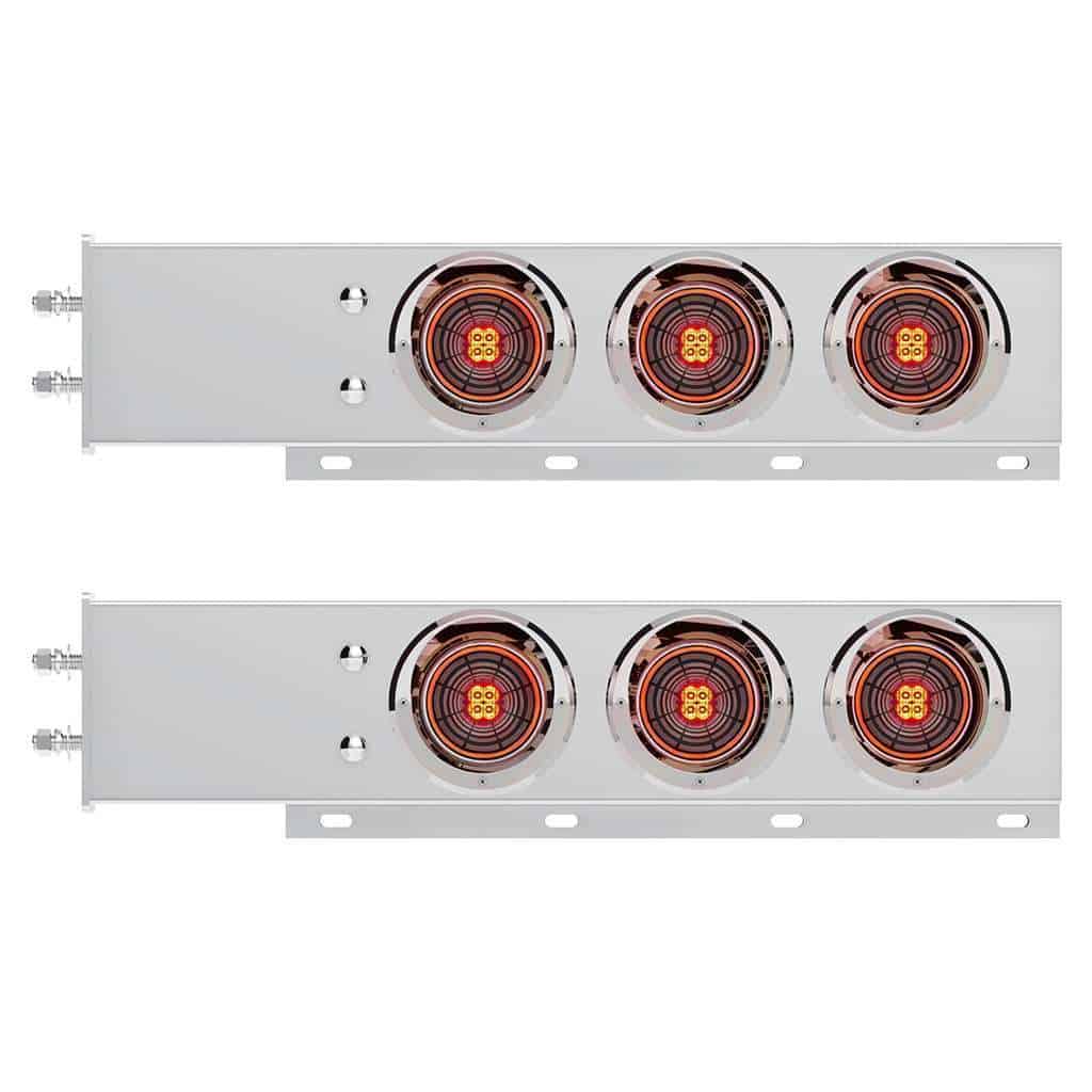 2-1/2" Bolt Pattern SS Spring Loaded Bar With 6X 4" 13 LED Abyss Lights & Visors (Pair)