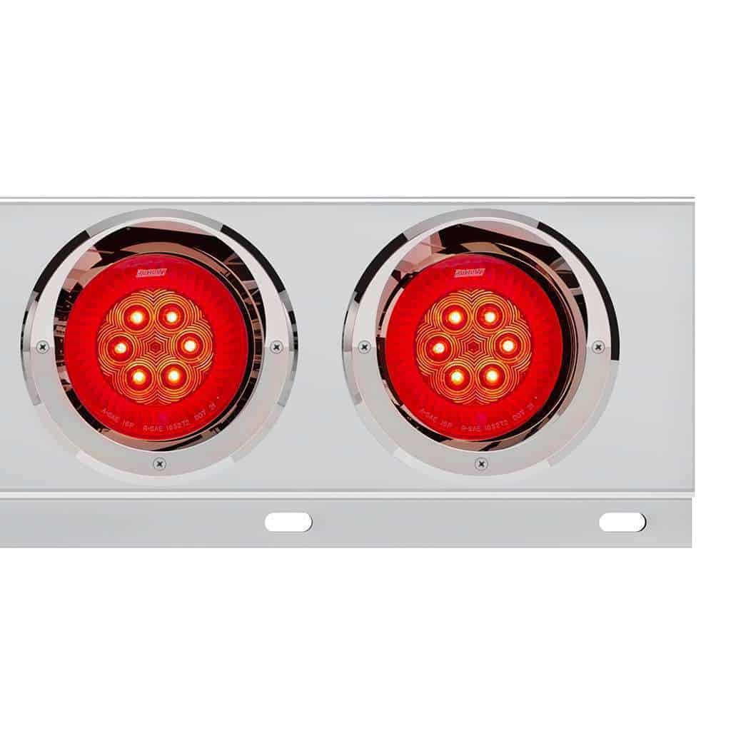 2-1/2" Bolt Pattern SS Spring Loaded Bar With 6X 4" 16 LED Turbine Lights & Visors - Red LED/Red Lens (Pair)