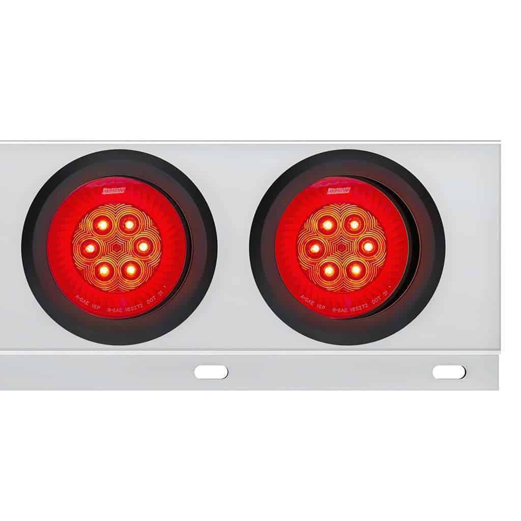 2-1/2" Bolt Pattern SS Spring Loaded Bar With 6X 4" 16 LED Turbine Lights - Grommet Red LED/Red Lens (Pair)