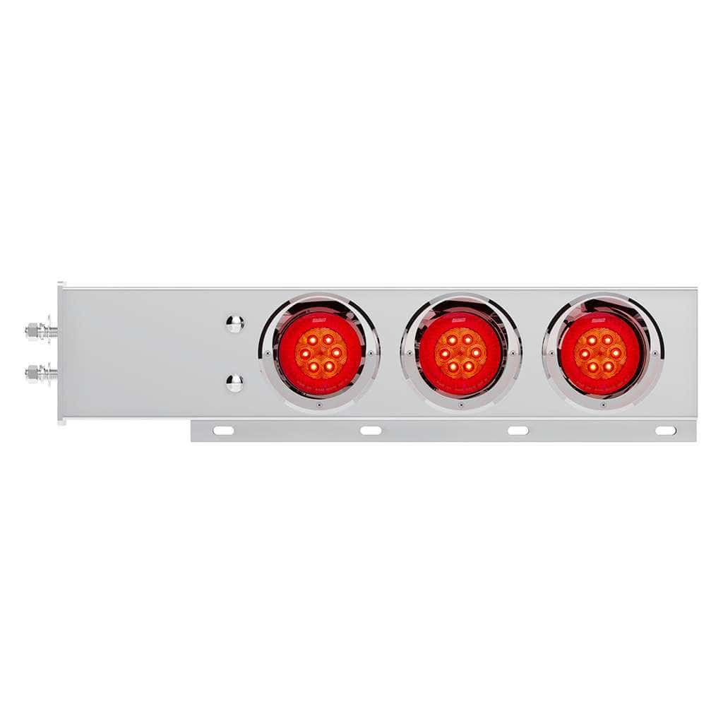 2" Bolt Pattern SS Spring Loaded Bar With 6X 4" 16 LED Turbine Lights & Visors - Red LED/Red Lens (Pair)
