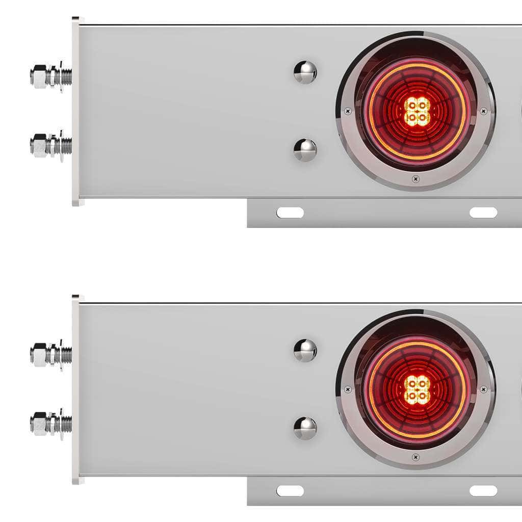 2-1/2" Bolt Pattern Chrome Spring Loaded Bar W/6X 4" 13 LED Abyss Lights & Visors (Pair)