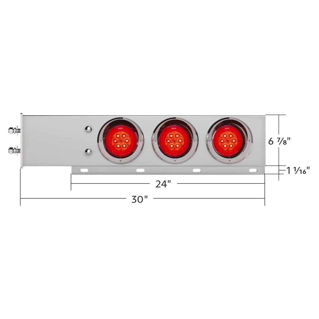 2-1/2&Quot; Bolt Pattern Chrome Spring Loaded Bar W/6X 4&Quot; 16 Led Turbine Lights &Amp; Visors - Red Led/Red Lens (Pair) 3 2-1/2" Bolt Pattern Chrome Spring Loaded Bar W/6X 4" 16 LED Turbine Lights & Visors - Red LED/Red Lens (Pair)