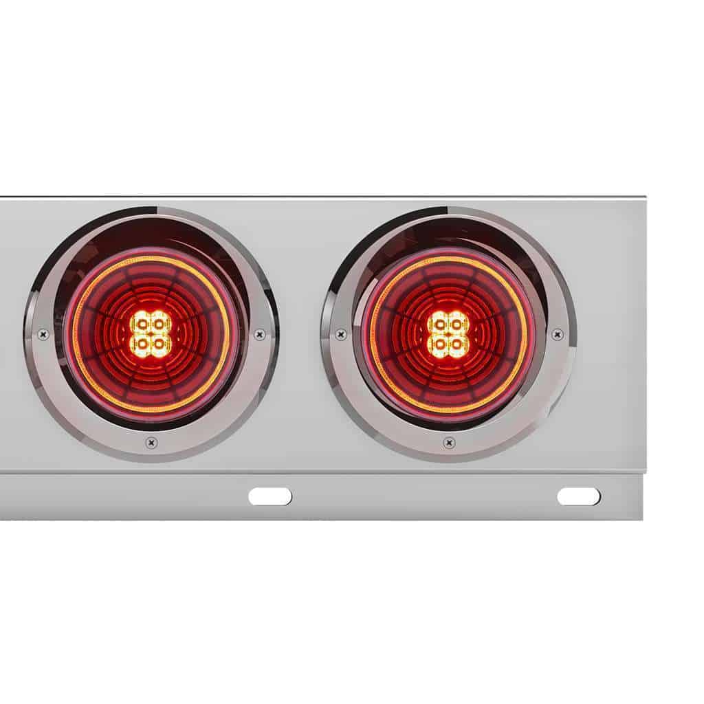 3-3/4" Bolt Pattern Chrome Spring Loaded Bar With 6X 4" 13 Red LED Abyss Lights & Visors