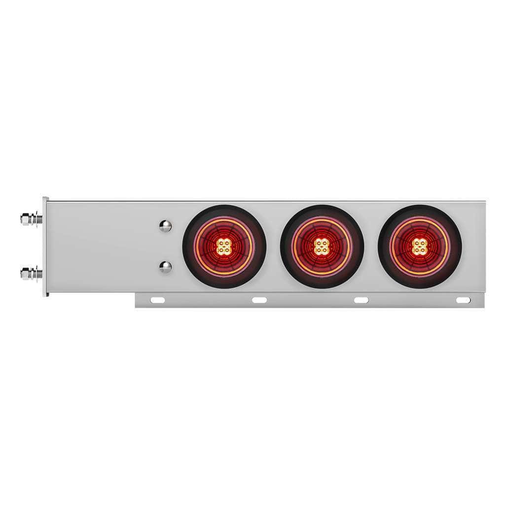 3-3/4" Bolt Pattern Chrome Spring Loaded Bar With 6X 4" 13 Red LED Abyss Lights Grommet
